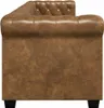 Side view of a brown faux leather Chesterfield sofa. Náhled obrázku produktu
