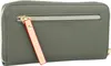 A close-up view of a green wallet with a pink zipper pull. Anteprima dell’immagine prodotto