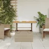 vidaXL Tavolo da giardino beige 90x55x71 cm in poly rattan Anteprima dell’immagine prodotto 3