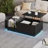 A modern living room with a coffee table featuring RGB lighting, a sofa, and a Christmas tree. Produktbild-Vorschau