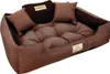 A brown dog bed with pillows. Voir les images du produit