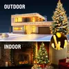 Collage showing outdoor and indoor Christmas light decorations, with a close-up of the lights. Anteprima dell’immagine prodotto