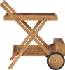 A wooden serving cart with two shelves and wheels, shown from the side. Produktbild-Vorschau