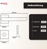 Diagrams and text explaining the dimensions of a door handle set. Produktbild-Vorschau