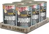 A six-pack of dog food cans in a wooden tray. Produktbild-Vorschau