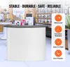 A white portable tradeshow podium in a retail store setting, with marketing text and icons on the right side. Anteprima dell’immagine prodotto