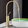 Waschtischarmatur Gold Wasserhahn Bad Waschbecken Hoch 360° Produktbild-Vorschau 1