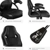 A collage of four images showcasing different features of a black office chair. Náhled obrázku produktu