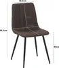 A brown upholstered chair with black legs, showing dimensions for size reference. Produktbild-Vorschau