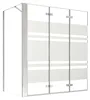 Duschspa 140x140cm Streifenglas Badewanneaufsatz 3-teilig Produktbild-Vorschau 1