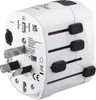 A white universal travel adapter with multiple plug types extended. Náhled obrázku produktu