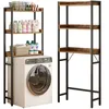 A bathroom shelf unit placed over a washing machine, with laundry products on the shelves. A separate, empty shelf unit is shown to the right. Podgląd zdjęcia produktu