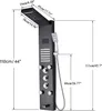 A black shower panel with dimensions indicated by lines and measurements. Náhľad obrázku produktu