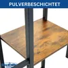 A close-up view of a shelf unit with a wooden shelf and black metal frame. Produktbild-Vorschau