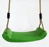 A green plastic swing seat with rope hangers against a white background. Produktbild-Vorschau