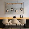 Hängeleuchte, Metall schwarz, Holz, 4 Flammig, H 140 cm Produktbild-Vorschau 3