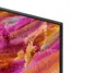 A close-up view of the corner of a television screen displaying a colorful, abstract image. Produktbild-Vorschau