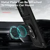 A black phone case with a ring holder is shown attached to a magnetic car mount inside a car. Produktbild-Vorschau