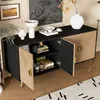 Merax Sideboard in Holzoptik mit 4 Türen und rundem Produktbild-Vorschau 2