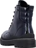 A close-up, rear-side view of a single blue boot. Produktbild-Vorschau