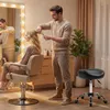 HOMCOM Sgabello a rotelle regolabile in altezza con ruote Anteprima dell’immagine prodotto 9
