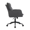 A side view of a gray office chair with a black base and wheels. Produktbild-Vorschau