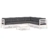 7-tlg. Garten-Lounge-Set mit Kissen Weiß Kiefer Massivholz Produktbild-Vorschau 1