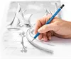 A hand holding a pencil is drawing a futuristic architectural sketch. Anteprima dell’immagine prodotto