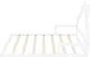 A side view of a white wooden bed frame with wooden slats. Produktbild-Vorschau