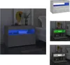 vidaXL Szafka nocna z oświetleniem LED betonowa szara Podgląd zdjęcia produktu 1