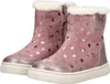A pair of pink children's boots with silver heart patterns. Produktbild-Vorschau