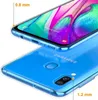 A transparent blue phone case is shown on a blue phone, highlighting its thickness. Produktbild-Vorschau