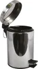 A shiny silver pedal bin with its lid open, showing the black inner bucket. Produktbild-Vorschau