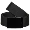 A black fabric belt with a black metal buckle is shown against a white background. Náhled obrázku produktu