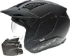 A black motorcycle helmet with a clear visor and a detachable chin guard, presented on a white background. Anteprima dell’immagine prodotto
