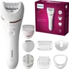 A Philips epilator and its accessories are displayed on a white background, with the product's packaging visible. Náhľad obrázku produktu