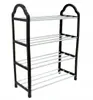 A four-tier shoe rack with black frames and silver shelves, isolated on a white background. Náhľad obrázku produktu