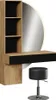 A vanity table with a mirror and a stool against a white background. Voir les images du produit