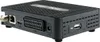A black satellite receiver with various ports on the back. Produktbild-Vorschau