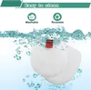 White filter pads submerged in water with bubbles, a small red cube on top of one pad. Produktbild-Vorschau