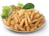 A plate of french fries with a small salad garnish. Produktbild-Vorschau