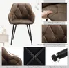 A collage of images showcasing a brown armchair with black metal legs, highlighting its features and materials. Produktbild-Vorschau