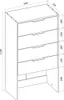Isometric view of a white chest of drawers with dimensions indicated by lines and numbers. Náhled obrázku produktu