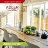 A dining table set with a runner, pitcher, fruit, and plants, with a large sliding glass door in the background. Voir les images du produit