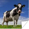 MuchoWow® Poster Kuh - Gras - Blau - Tiere 100x100 cm - Produktbild-Vorschau 1