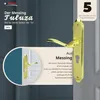 A marketing image showcasing a brass door handle set with text and branding. Produktbild-Vorschau