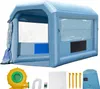 An inflatable spray booth and its accessories are displayed against a white background. Voir les images du produit