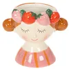 Blumentopf Mädchen Gesicht mit Erdbeeren Keramik Deko Produktbild-Vorschau 1