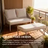 A modern outdoor daybed and ottoman set on a wooden balcony with a railing and plants. Náhled obrázku produktu