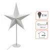 A white star-shaped lamp on a white background, with informational graphics on the right. Voir les images du produit